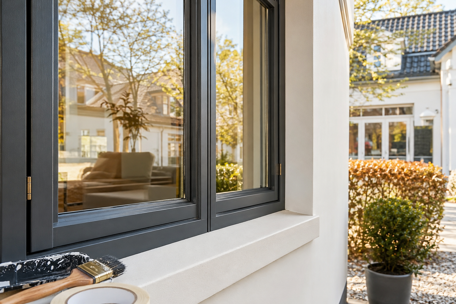 Afgewerkt kozijn en glasdetail